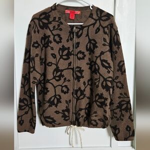 SKYR Norwegian Brown Wool Floral Sweater Size M